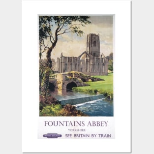 Fountains Abbey, Yorkshire - Vintage Railway Travel Poster - 1956 Posters and Art